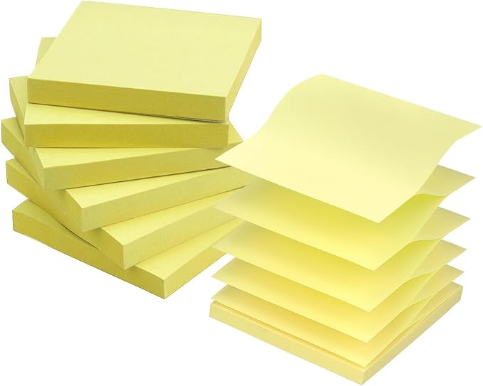 Early Buy Pop Up Sticky Notes 3x3 in, Yellow, 6 Pads, 100 Sheets, Refills | Refillable design, Repositionable adhesive, Ideal for reminders and office organization