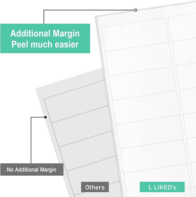 L LIKED Printable Address Labels, 1" x 2-5/8", 1,500 Labels, 30 per Sheet, Mailing Labels for Envelopes (50 Sheets)