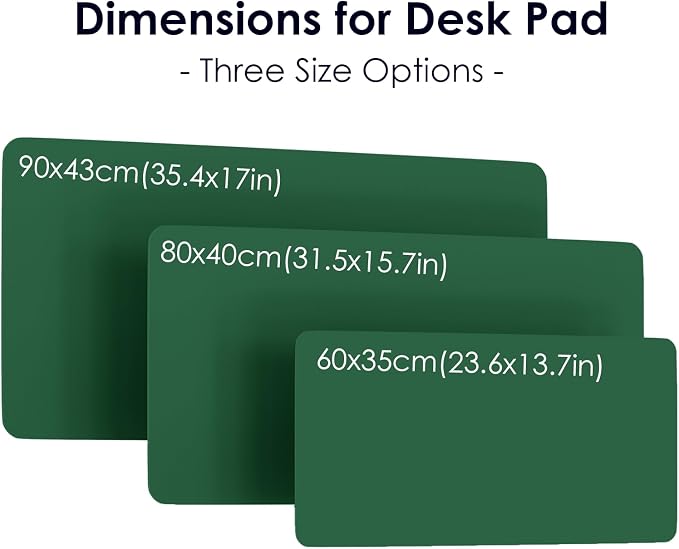 Leather Desk Pad Protector, Waterproof Mouse Pad, PU Desk Mat, Office Desk Cover, Desk Writing Mat for Office/Home/Work/Cubicle (Dark Green) 35.4x17 in
