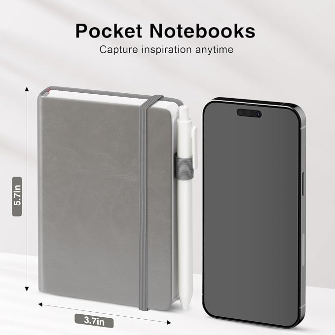 Pocket Small Notebook Journals, 16 Pack (Silver Gray) Mini Notebook 3.7x5.7 Journaling Notebooks for Women Men, Hardcover Lined Note Pads with Pens for Work, Business, Travel Journal, Office Supplies