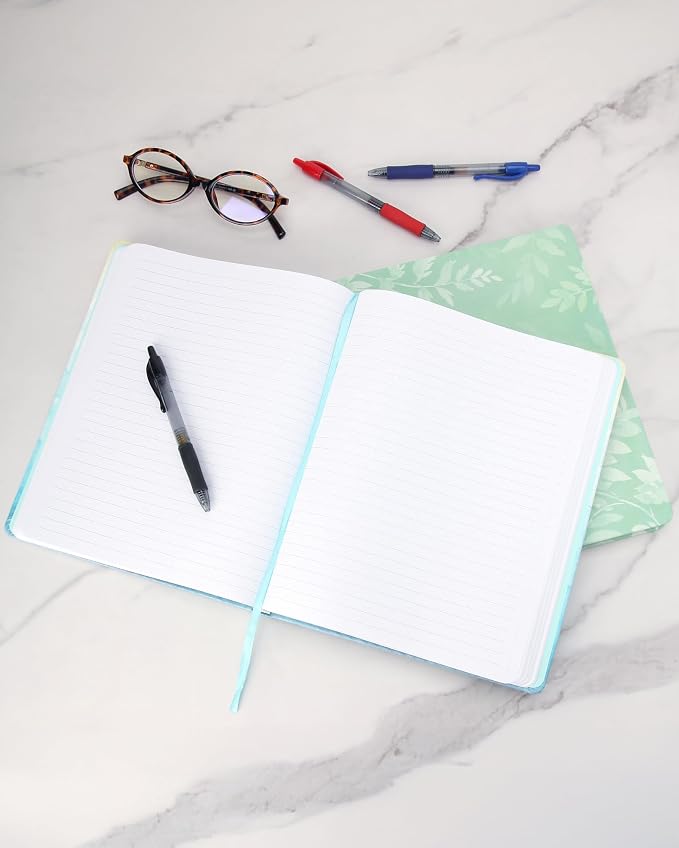 WORLD TRAVELER Large Lined Journal Notebook 256 Ruled White & Ivory Pages | Lay-Flat Binding, Gilded Page Edges Resist Wear, Reinforced Square Corners, Bleed-Resistant Smooth Paper