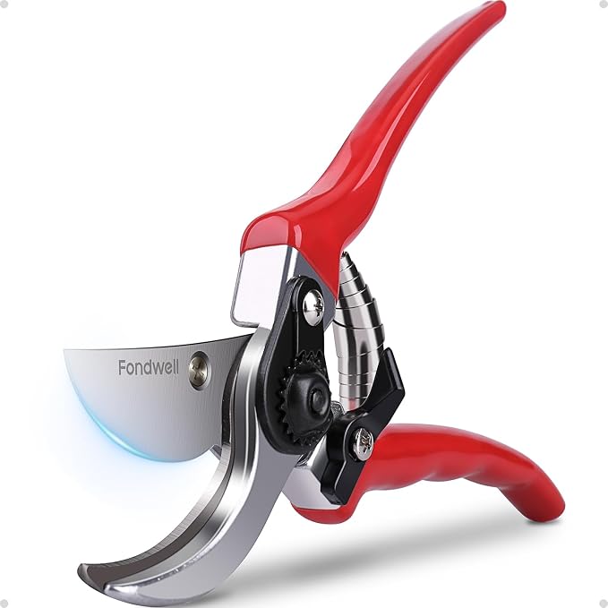 Fondwell 8.5" Professional Hand Pruners Bypass Pruning Shears for Gardening | Heavy Duty Garden Clippers, Cuts 1-Inch Branches, Comfortable Use - Trusted by Professional Landscapers and Nursery Workers