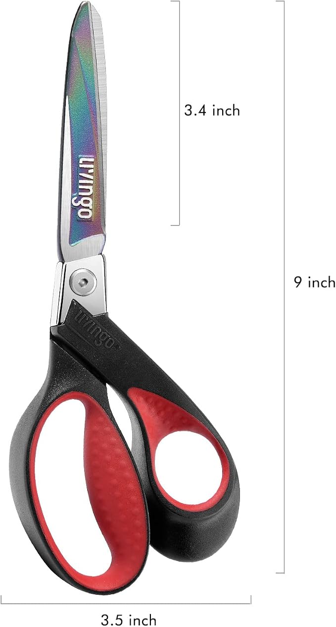 LIVINGO 9" Heavy Duty Titanium Coated Stainless Steel Industrial Multipurpose Scissors Sharp Forged Professional Shears for Sewing, Carpet, Craft, Home Office & Outdoor Use