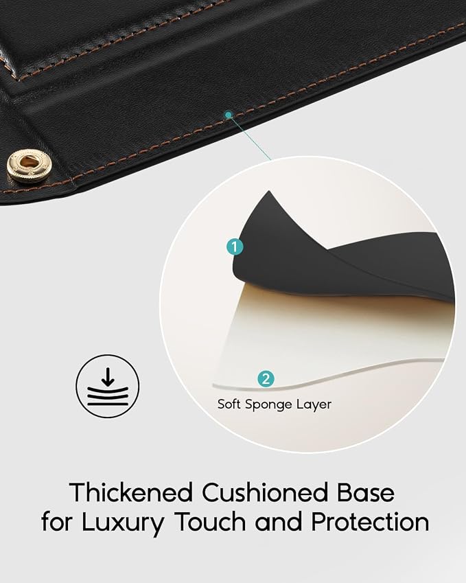 VLANDO Valet Tray for Men, Foldable PU Leather Catchall Tray, Black | Travel Valet Tray for Keys, Wallet, Watch, Phone and Glasses, Nightstand Dresser Desk Entryway Organizer for Men and Women