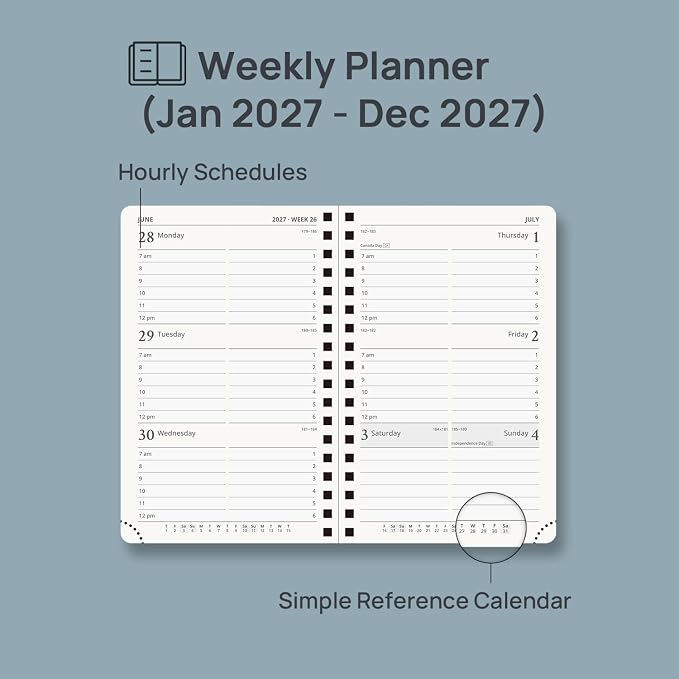 POPRUN Pocket Calendar 2027,4" x 6.25" Small Weekly Planner, Jan 2027 - Dec 2027 Appointment Book with Flexible Hardcover, Inner-pocket, Pen loop - Orange
