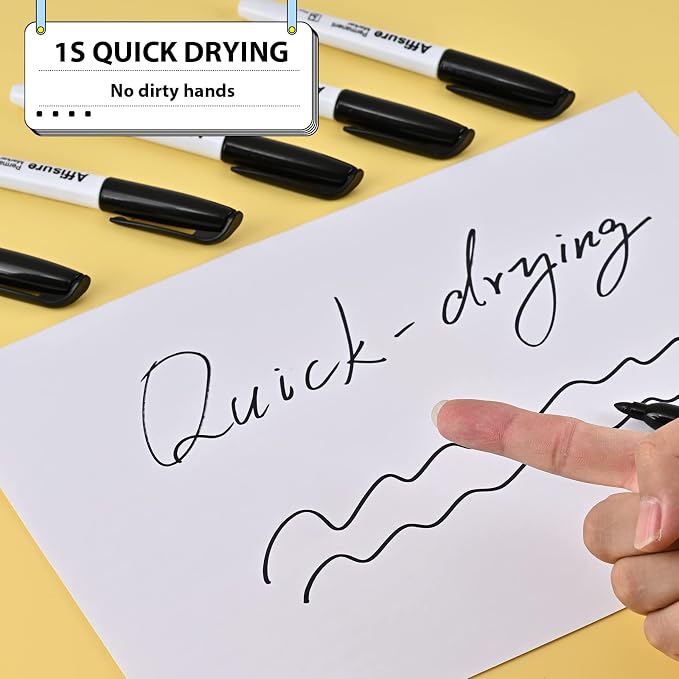 Permanent markers, 60 packs permanent markers bulk, quick drying in one second, waterproof, smooth, not easy to erase, durable, can be marked on glass, tiles and cloth, office supplies