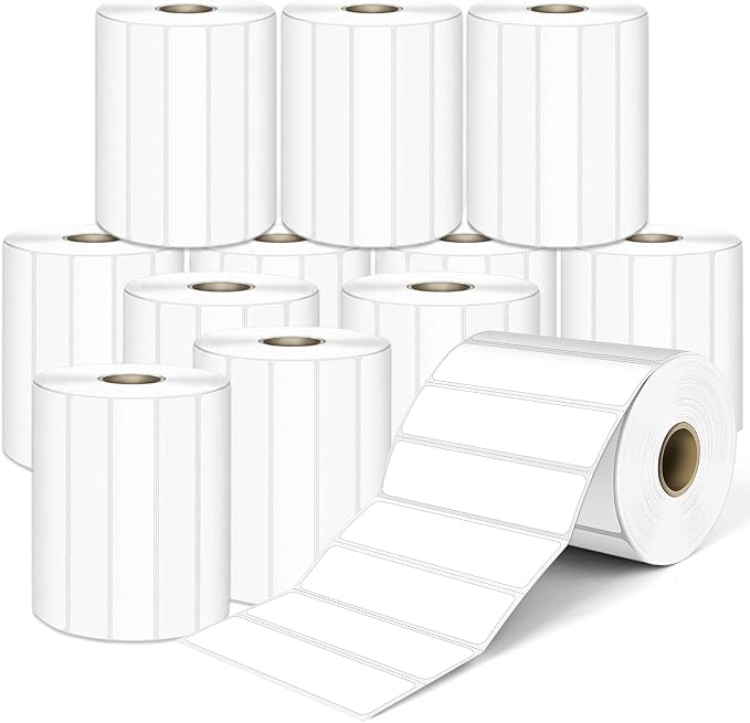 L LIKED 4" x 1" Direct Thermal Labels, Permanent Adhesive Barcode Shipping Labels & Compatible with Rollo, Zebra and Other Desktop Printers (12 Rolls, 16800 Labels)