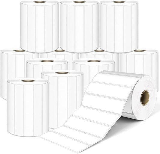 L LIKED 4" x 1" Direct Thermal Labels, Permanent Adhesive Barcode Shipping Labels & Compatible with Rollo, Zebra and Other Desktop Printers (12 Rolls, 16800 Labels)