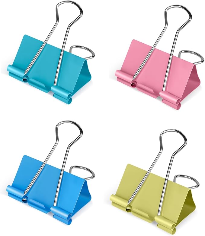 Ufmarine Medium Binder Clips 1.25 inch Length, (40 Pcs) Colorful Paper Clips Medium for Office