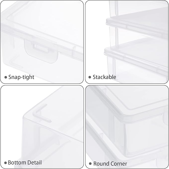 BTSKY Clear Plastic Storage Box with Flap Lid, Multipurpose Craft Organizers and Storage Box Art Supply Storage Organizer Plastic Sewing Box for Beads Pencils Notebooks, 2 Pack Small