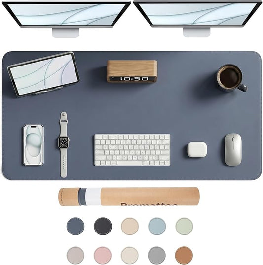 Large Desk Pad Non-Slip Desk Mat Protector for Keyboard Mouse Waterproof Vegan Leather Surface Faux Leather Laptop Mat Smooth Mouse Pad Premium Gift Tube Dusk Navy 47" x 23"