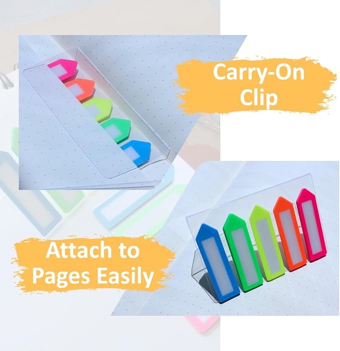 500 pcs Sticky Tabs for Books & Notebooks, Transparent Writable Page Markers, with Carry-On Dispenser, Repositionable Strong Adhesive Page Tabs for Bible and Office School Home Use