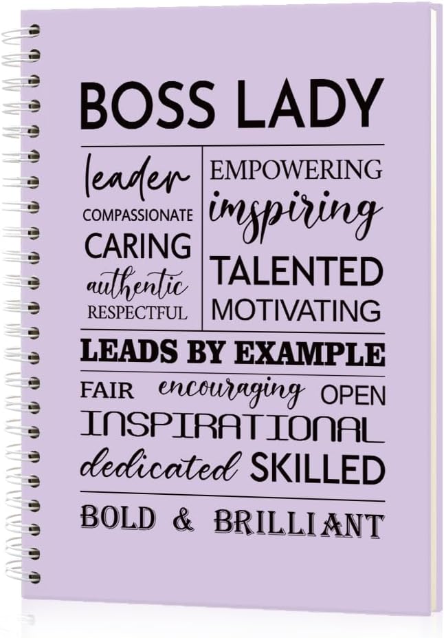 Boss Lady 160 Blank Pages Hardcover Spiral Notebook for Women Boss | New Business Owner Gifts for Boss Female, AppreciationPresentfor Women Entrepreneurs, Boss Day Women's Day Gifts