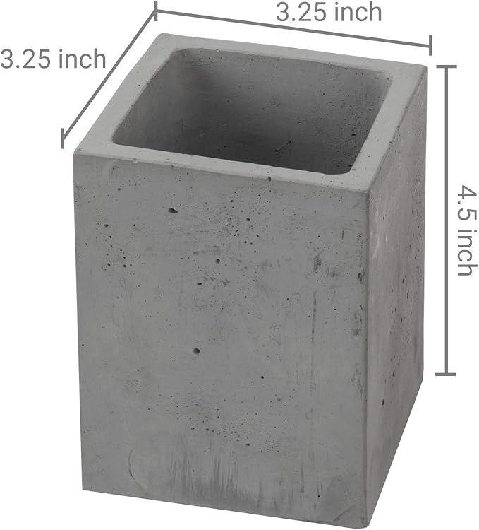 MyGift Pen Holder Pencil Holder For Desk,Pen Cup Holder For Desk,Concrete Desktop Pencil Cup,Modern Gray-Tone,Set of 3