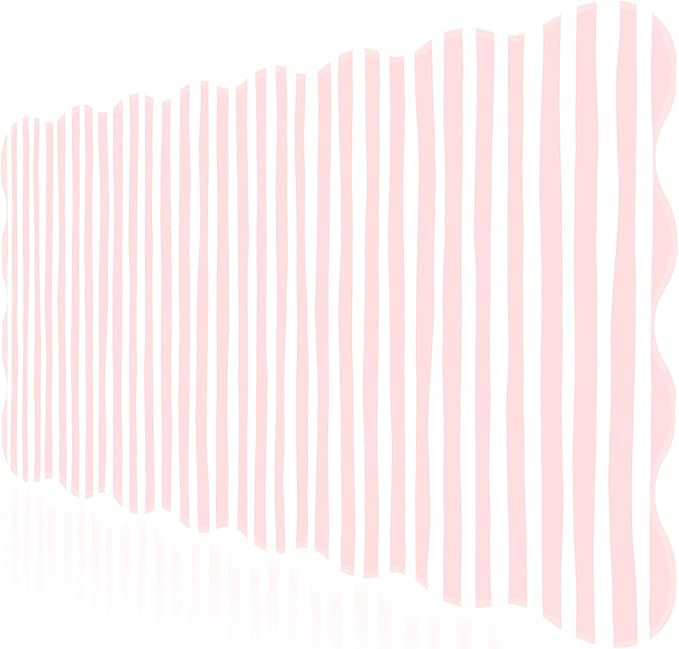 L-SPOUTTO Pink Striped Mouse Pad,Scalloped Desk Mat XXL Large Geometric Gaming Mousepad,35.4x15.7in Non-Slip Rubber Base Keyboard Pad Waterproof Desktop Mat for Laptop Computer Game Home Office