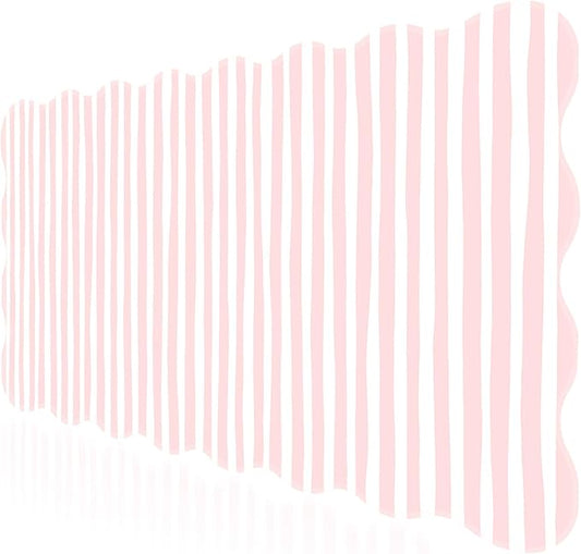 L-SPOUTTO Pink Striped Mouse Pad,Scalloped Desk Mat XXL Large Geometric Gaming Mousepad,35.4x15.7in Non-Slip Rubber Base Keyboard Pad Waterproof Desktop Mat for Laptop Computer Game Home Office
