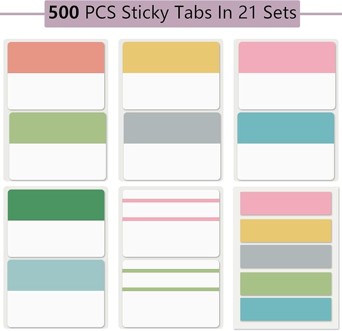 ELII 500 PCS Tabs 2 Inch Book Tabs Sticky Index Tabs,File Tabs | Self Adhesive,Page Markers,Index Labels for Pages,Safety Material, Smooth Writing,Transparent,Waterproof,Repositionable