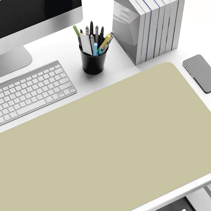 L Shaped Gaming Desk Mat Mouse Pad, Light Grey, 56"x54.8"x16" | PU Leather Corner Desk Mat Blotter, Waterproof Desktop Protector for Computer Keyboard Home Office