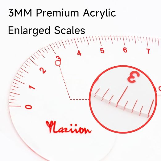 YLaziion 12-Inch French Curve Ruler for Sewing, 3mm Acrylic Hip Curve Ruler | Professional Clear Vary Form Curve Drafting Tool, Non-Yellowing & High-Transparency, Enlarged Scales for Quilting