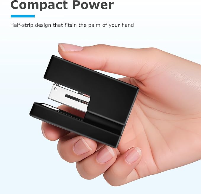 Mini Stapler - Small Cute Desk Staplers - 25 Sheet Capacity with 830 Staples and Staple Remover, Desktop Stapler for Office, School, Home, Black