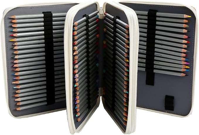 120 Slots Colored Pencil Case Organizer 3-Layer | Twill Oxford fabric Pencil Case Holder with Handle Strap Pencil Box Large for Colored Pencils Watercolor Pencils