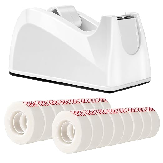 Amazon Basics Matte Finish Tape Dispenser with 16 Refill Rolls, 3/4" x 1300" (36 yds)