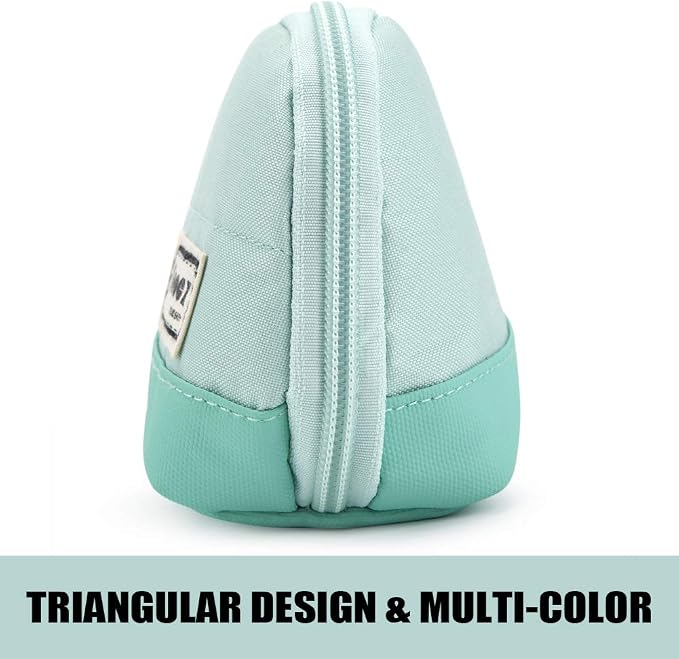 Sooez Wide-Opening Pencil Pen Case, Lightweight & Spacious Pencil Cases Bag Pouch Box Organizer, Aesthetic Supply with Triangular Design for Adults, Mint Green