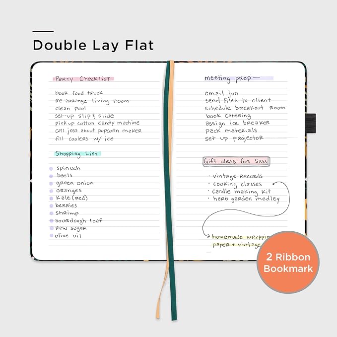 &And Per Se Lined Hardcover Notebook – A5 5.7"x8" College Ruled, 160 Pages, 100gsm Thick Paper – Aesthetic Journal for Women, Gift-Ready Planner, Everyday Writing Notebook (Lunar Leaf)