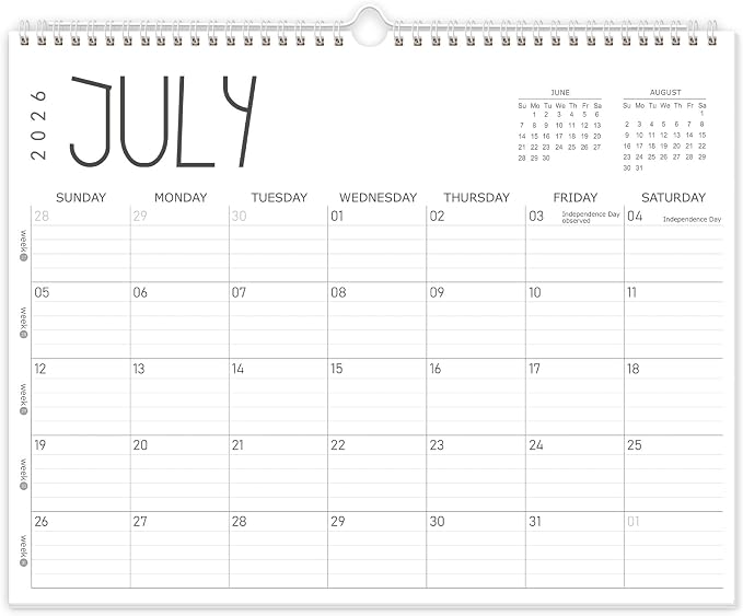 GuassLee Wall Calendar 2026, 2026-2027 Calendar Wall from Jun. 2026 to May 2027, 14" X 11" Paper Monthly Planner Wall Hanging Calendar with Thick Paper for Office Home Planning & Organizing