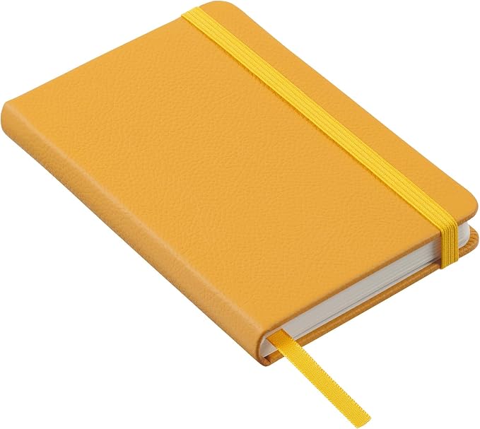 Leather Pocket Notebook, Writing Journal, Full-Grain Leather, Narrow Ruled Paper, Notebooks for Work & School, Butter Yellow (5.7" x 3.8”)