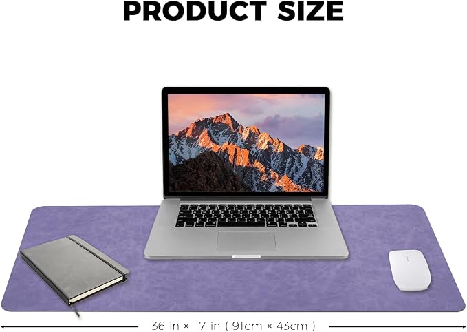 CHEERYGOO Leather Desk Pad Protector, Mouse Pad, Office Desk Mat, Non-Slip PU Leather Desk Blotter, Laptop Desk Pad, Waterproof Desk Writing Pad for Office and Home 31.5"x 15.7" L Purple