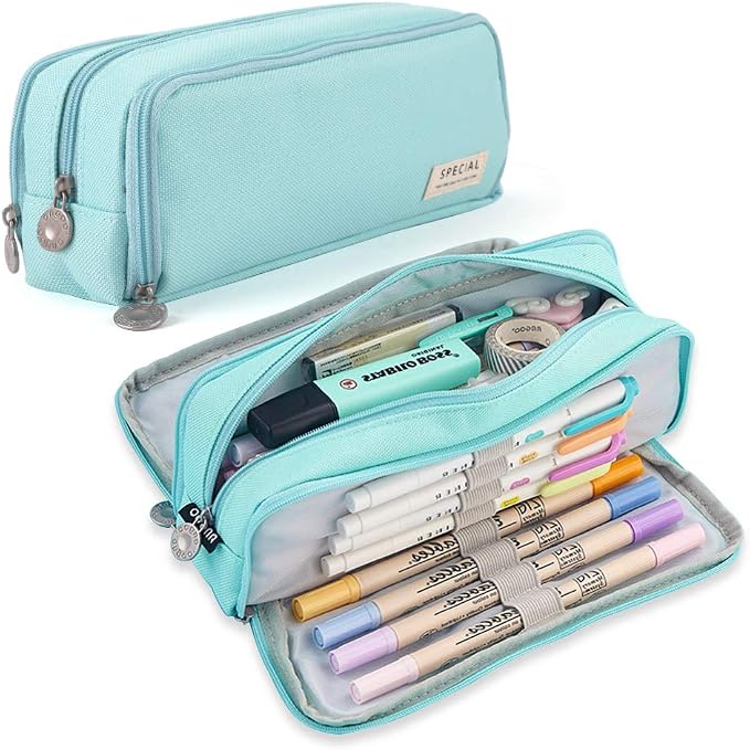 iSuperb Large Pencil Case 3 Compartments Pencil Pouch Big Capacity Pencil Bag for Kids Teen Girls Boys Student School Supplies Oxford Organizer Pen Bag Cosmetic Makeup Pouch