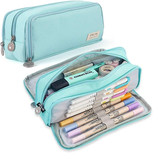 iSuperb Large Pencil Case 3 Compartments Pencil Pouch Big Capacity Pencil Bag for Kids Teen Girls Boys Student School Supplies Oxford Organizer Pen Bag Cosmetic Makeup Pouch