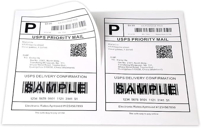 [500 Sheets; 1000 Labels] Half Sheet Self Adhesive Shipping Labels for Laser & Inkjet Printers, 8.5" X 5.5" Shipping Labels for Laser & Inkjet Printers Half Sheet Labels for Printer 8.5 x 11