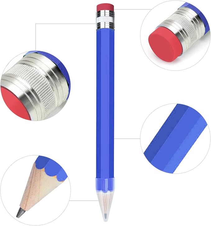 Giant Pencils for Prop/Gifts/Decor - 14 Inch Jumbo Wooden Big Novelty Pencil with Cap for Schools and Homes (Blue)