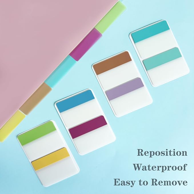 ELII 500 PCS Sticky Index Tabs 2 Inch Book Tabs,Clear Sticky Notes | Pages Notebooks File Tabs, Self Adhesive,Safety Material, Smooth Writing,Transparent,Waterproof,Repositionable,Reading