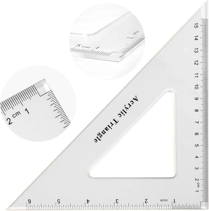 Coopay Large Triangle Ruler Set Square, 30/60 and 45/90 Degrees, Triangle Hollow