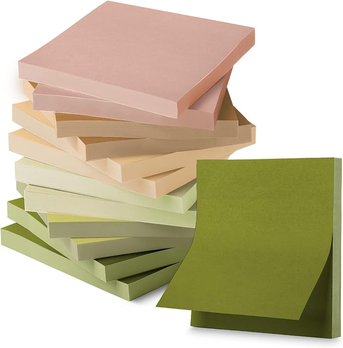 Mr. Pen- Sticky Notes, 3”x3”, 12 Pads, 600 Sheets, Dark and Earthy Colors | Sticky Notes Bulk, Self-Stick Note Pads, Perfect for Office, School, Home, Study & Organization