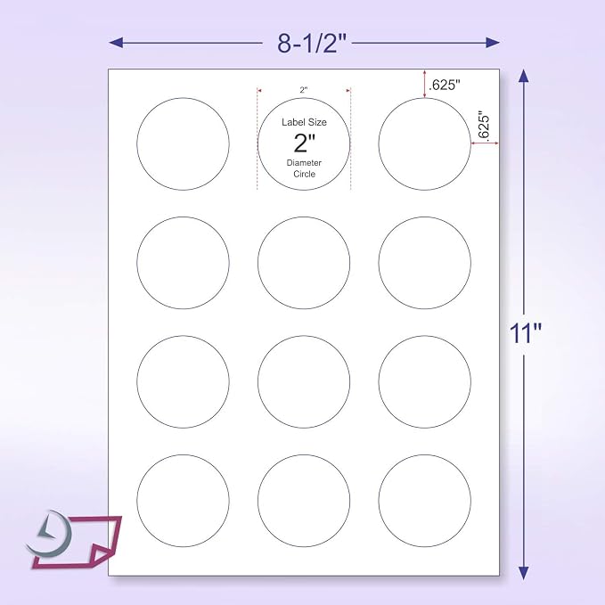 NextDayLabels 2 Inch Round Labels with Bleeds – Matte White Circle Stickers for Inkjet & Laser | 300 Labels, 25 Sheets, 12 Per Page | Made in USA | Printable Stickers for Jars & Candles