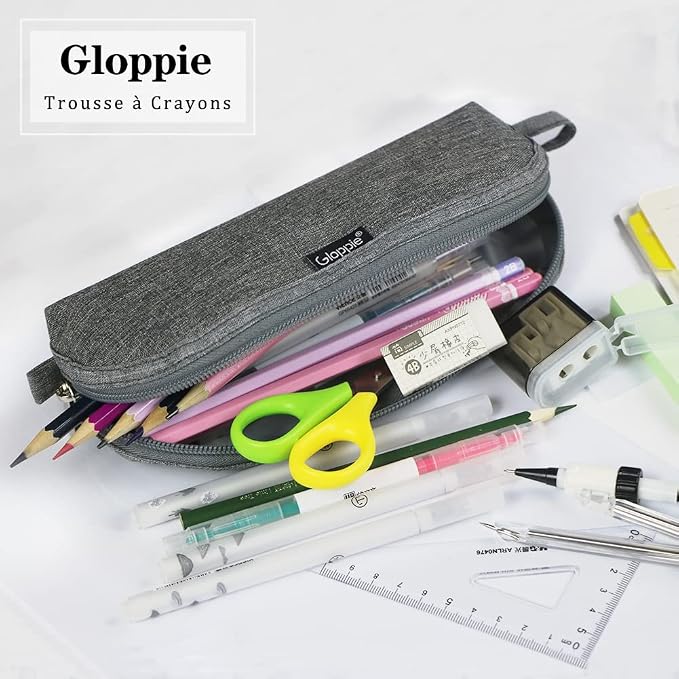Gloppie Pencil Pouch - Practical Pencil Case, Aesthetic Simple Pencil Bag, Small Pen Holder, Back to School Supplies for Girls Boys, Grey