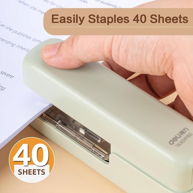 deli Stapler, Desktop Staplers with Integrated Staple Remover, 45 Sheet Capacity Office Stapler, 2 Pack, Green