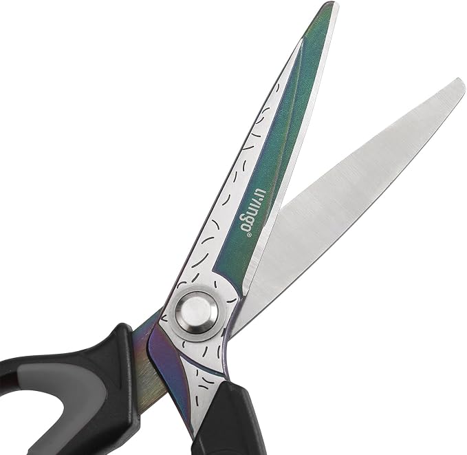 LIVINGO 10" Heavy Duty Multipurpose Shears for Shop & Garden (Black/Grey) | Forged Stainless Steel With Titanium Coating Cuts Fabric, Cardboard, Pruning Branches, Household Materials, Rust-resistant