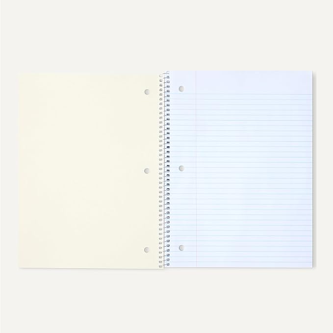 Amazon Basics College-Ruled Spiral Notebooks, 70 Sheets, 10.5" x 8", Perforated Pages, Assorted Pastel Solid Colors, 5-Pack