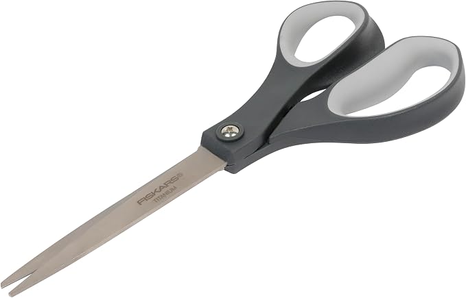 Fiskars 8” Everyday Titanium Comfort Grip Scissors (2-Pack), Home & Office Scissors for Cutting Paper, Cardboard, Photos and More, Gray