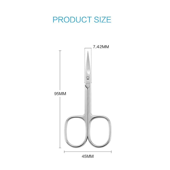 LIVINGO Premium Nail Scissors Stainless Steel Curved Manicure Cuticle Tool | Sharp Pointed Tip, Multi-purpose Beauty Grooming, Pedicure, Toenail, Eyebrow Eyelash Dry Skin Trimming