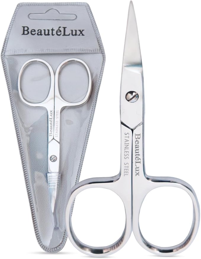 Professional Curved Grooming Scissors – Stainless Steel Precision Scissors for Eyebrow & Cuticle Care (Eyebrow - Curved, 3.5'' Inches)