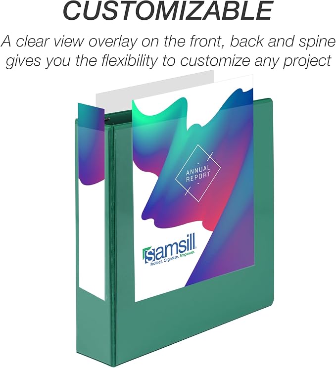 Samsill 2 Inch 3 Ring Binder, Economy Round Ring, Clear View Cover, 425 Sheet Capacity - for School, Home, Office - Forest Green