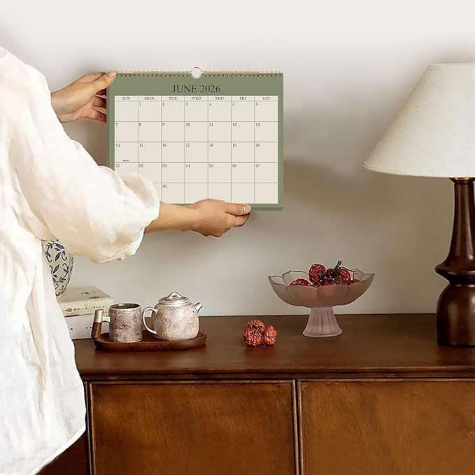 Small Wall Calendar 2026-2027 - Mini Calendar 2026-2027 from July 2026 - December 2027, 19 Months Little Calendar with Premium Paper, 6" x 8", Green