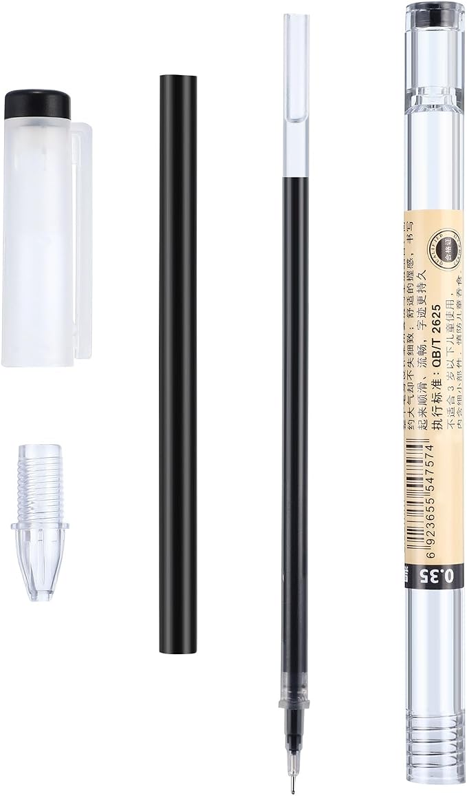 Chinco 24 Pieces 0.35 mm Black Gel Ink Pen Japanese Stationery Extra Fine Chinese Ballpoint Pen for Office School Korean Stationery Supply