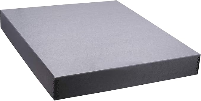 Golden State Art, Drop Front Archival Storage Box, Gray, 20.75x24.75x3 Inch | Acid-Free Museum Box with Metal Edge Corner, for Storing Artwork Photos Documents Prints Arts And Crafts